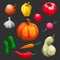Farmers Vegetables Decorative Icons Set