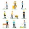 Farmers Work 3d Icons Set Isometric View. Vector