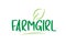 farmgirl green word text with leaf icon logo design