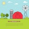 Farmhouse banner for agricultural products advertise Flat linear vector