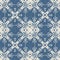 Farmhouse blue snow flake pattern background. Frosty batik damask french effect seamless backdrop. Festive cold holiday