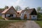 Farmhouse with original gate in the Czech countryside, Open Air Museum in Kourim, Czech Republic