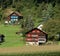 Farmhouses in the Swiss village of Flums, Walenstadt