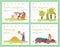 Farming and agriculture banner set - flat posters for organic farm products