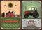 Farming agriculture and farm house retro poster