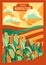 Farming and Agriculture poster with a cornfield landscape