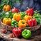Farming Bell Pepper Bounty: harvested healty bell peppers AI generative art