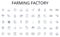 Farming factory line icons collection. Growth, Agility, Innovation, Risk, Sustainability, Adaptability, Scalability