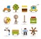 Farming industry and farming tools icons