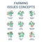 Farming issues concept icons set