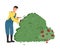 Farming Man Gardening Person Cutting Bushes Vector