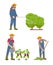 Farming Man with Sprayer Set Vector Illustration