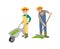 Farming Man and Woman Compost Vector Illustration