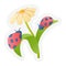 Farming and nature insect spring or springtime single isolated icon with sticker outline cut style