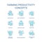 Farming productivity turquoise concept icons set