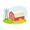 Farming Red Barn and Windmill with Haystack Rested Nearby Vector Composition