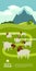 Farming today Organic farm a herd of Boer goats grazes in the green meadow Cartoon Flat Vector Illustration Banner