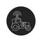 Farming tractor black glyph icon. Smart farming. Heavy agricultural machinery for field work. Agriculture vehicle. Sign