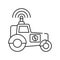 Farming tractor black line icon. Smart farming. Heavy agricultural machinery for field work. Agriculture vehicle. Sign for web