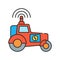 Farming tractor color line icon. Smart farming. Heavy agricultural machinery for field work. Agriculture vehicle. Sign for web