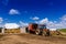 Farming tractor on land