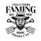 Farming vector emblem, logo, badge or label with farmer head and crossed forks in vintage monochrome style isolated on