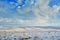 Farmland covered with snow