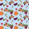 Farmland House Vegetables Farming Seamless Pattern