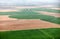 Farmland irrigated with center pivot sprinkler systems.