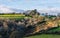 Farmland over Man Sands from a drone, Kingswear, Brixham, Torbay, Devon, England