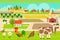 Farmland Pattern with farm animals