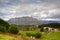 Farmland scenery and mountain in Tasmania