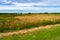 Farmland under a cloudy sky