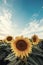 Farmland view with sunflowers field