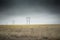 Farms and fields of Colorado, Kansas, Oklahoma, Missouri on a gloomy day with the grey sky