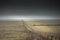 Farms and fields of Colorado, Kansas, Oklahoma, Missouri on a gloomy day with the grey sky