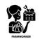 farmworker icon, black vector sign with editable strokes, concept illustration