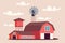 Farmyard buildings flat vector illustration