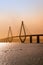 faro bridge in sunset light, the highway bridge over the Storstroem in denmark connects the islands and is a part