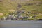 Faroe islands coastline village of Bour. Vagar island landscape