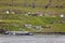 Faroe islands salmon fishing farms. Seafood industry in Europe