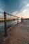 Farolim de Felgueiras, Pier and lighthouse at Porto, Portugal During sunset