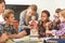 Fascinated children visiting interesting school