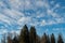 Fascinating cloud formation in the blue sky over Einsiedeln in Switzerland