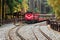 Fascinating forest train passing by station at the Alishan National Forest Recreation Area on Shenmu Station.