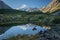 Fascinating shot of the reflection of Mount Cook in New Zealand in a small lake