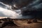 fascinating view of storm brewing on the horizon against a backdrop of the desert