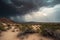 fascinating view of storm brewing on the horizon against a backdrop of the desert