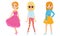 Fashin Girl Characters Standing In Different Poses Vector Illustrations