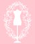 Fashion atelier mannequin and sakura blossom frame vector silhouette emblem